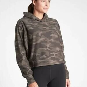 Athleta Farallon Camo Pullover Cropped Sweatshirt